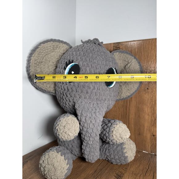 Adorable Handmade Elephant Crocheted Stuffed Animal All Plush Toy 16” - Picture 3 of 6